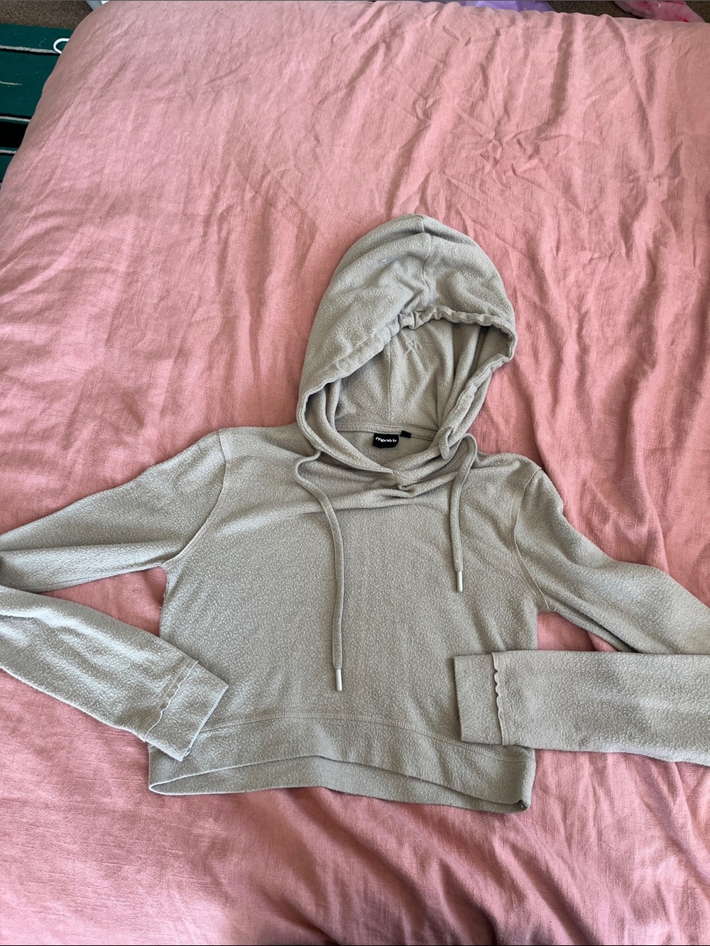 Mono B Light tan Cropped Hooded Pullover
